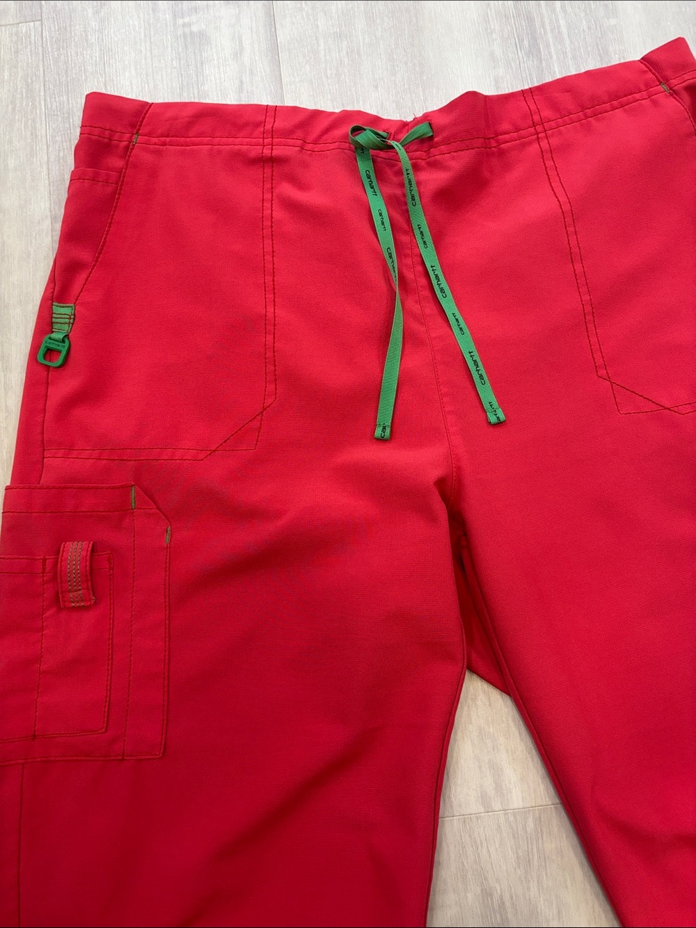 Carhartt Scrub Set Top & Pants adjustable waist Fushia with Green Trim XLarge - Picture 9 of 13